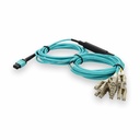 AddOn 3m MPO/UPC to 6xLC/UPC Duplex Aqua OM4 Armored OFNP (Plenum-Rated) 12-Strand Fiber Fanout Cable