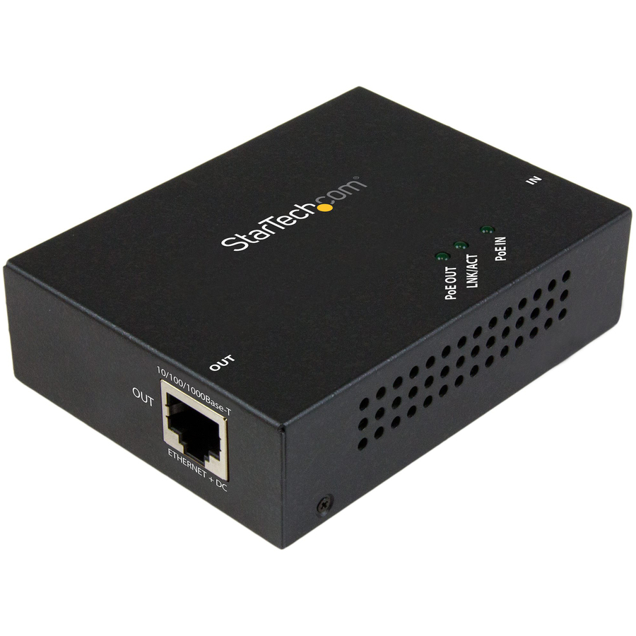StarTech 1 Port Gigabit PoE+ Extender, 802.3at and 802.3af, 100 m (330 ft), Power over Ethernet Extender, PoE Network Repeater, TAA
