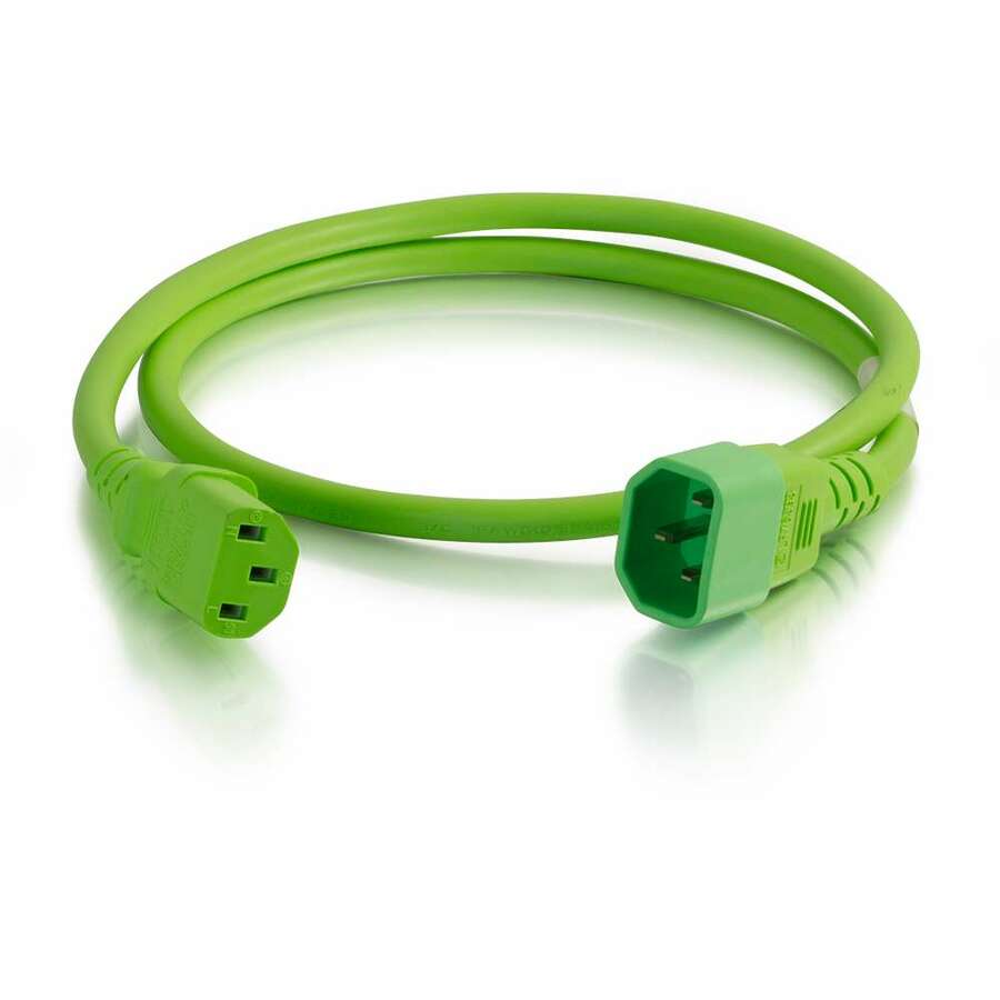 C2G 3ft Universal Power Cord - 14 AWG - IEC320C14 to IEC320C13 - TAA Compliant - Green