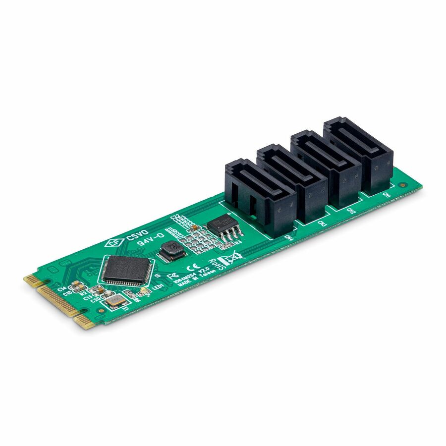 StarTech 4-Port M.2 to SATA Adapter Card, M.2 PCIe 3.0 to SATA HDD/SSD Expansion Card for Windows/macOS/Linux, TAA
