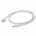 AddOn 1m USB A 2.0 Male to Lightning Male White Slim Cable