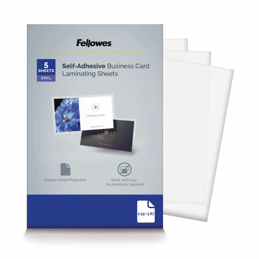 Fellowes Self-Adhesive Pouches - Business Card, 5mil, 5 pack