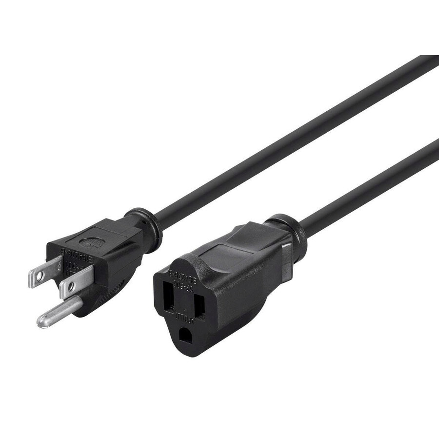 Monoprice Power Extension Cord - For Computer, Monitor, Power Outlet Unit (POU), PDU, Server - 13 A - Black - 15 ft Cord Length - NEMA 5-15P / NEMA 5-15R - 1