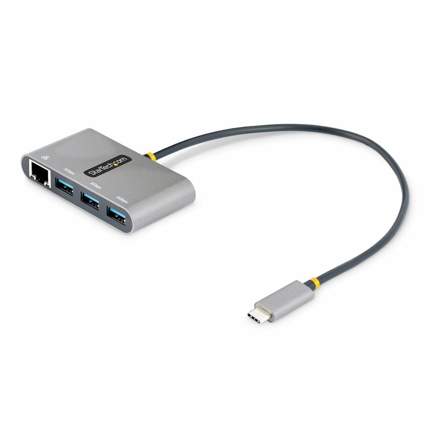 StarTech 3-Port USB-C Hub with Ethernet, 3x USB-A, Gigabit Ethernet, USB 3.0 5Gbps, Bus-Powered, Portable Laptop USB Type-C Hub w/ GbE