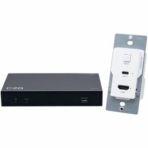 C2G HDMI® HDBaseT + USB-C® Data and Video Over CAT Extender Wall Plate Transmitter to Box Receiver- 4k - 229.66 ft Range - 2 x Network (RJ-45) - 4 x USB - 1 x HDMI In - 1 x HDMI Out - 1080p - 4K - Category 6a - Commercial, Conference Room, Classroom, Lecture Hall, Display - Wall Mountable, Wall Plate - Yes