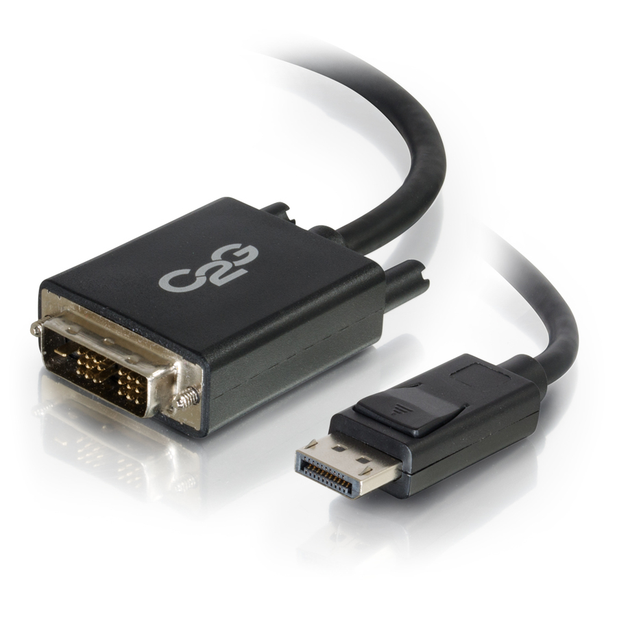 C2G 6ft DisplayPort to DVI Adapter Cable - M/M - DisplayPort/DVI-D for Notebook, Monitor, Desktop Computer, Video Device - 6 ft - 1 x DisplayPort Male Digital Audio/Video - 1 x DVI-D (Single-Link) Male Digital Video - Black