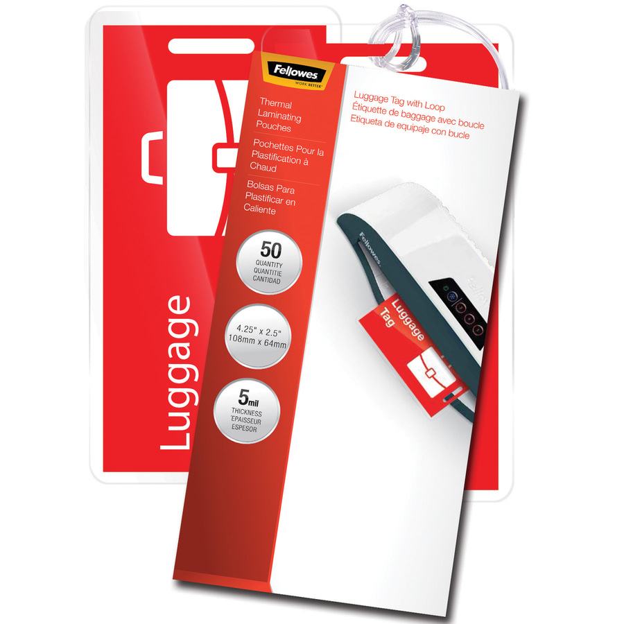 Fellowes Luggage Tag Glossy Laminating Pouches