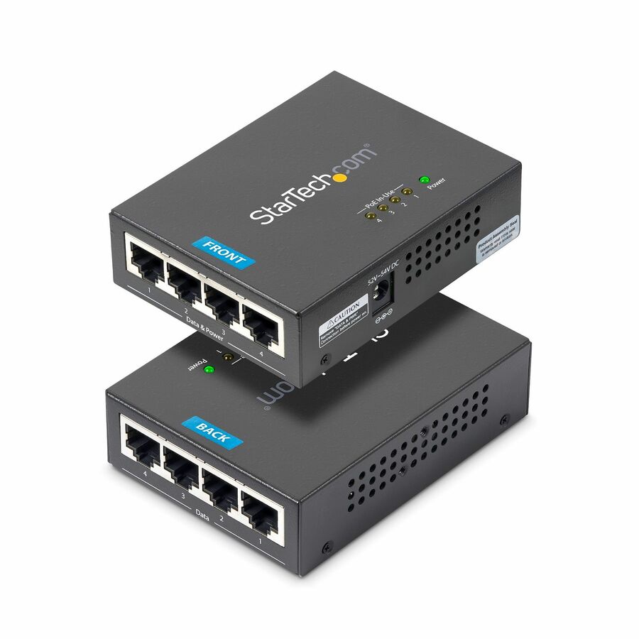 StarTech 4 Port Gigabit Midspan, PoE+ Injector, 802.3at and 802.3af, TAA