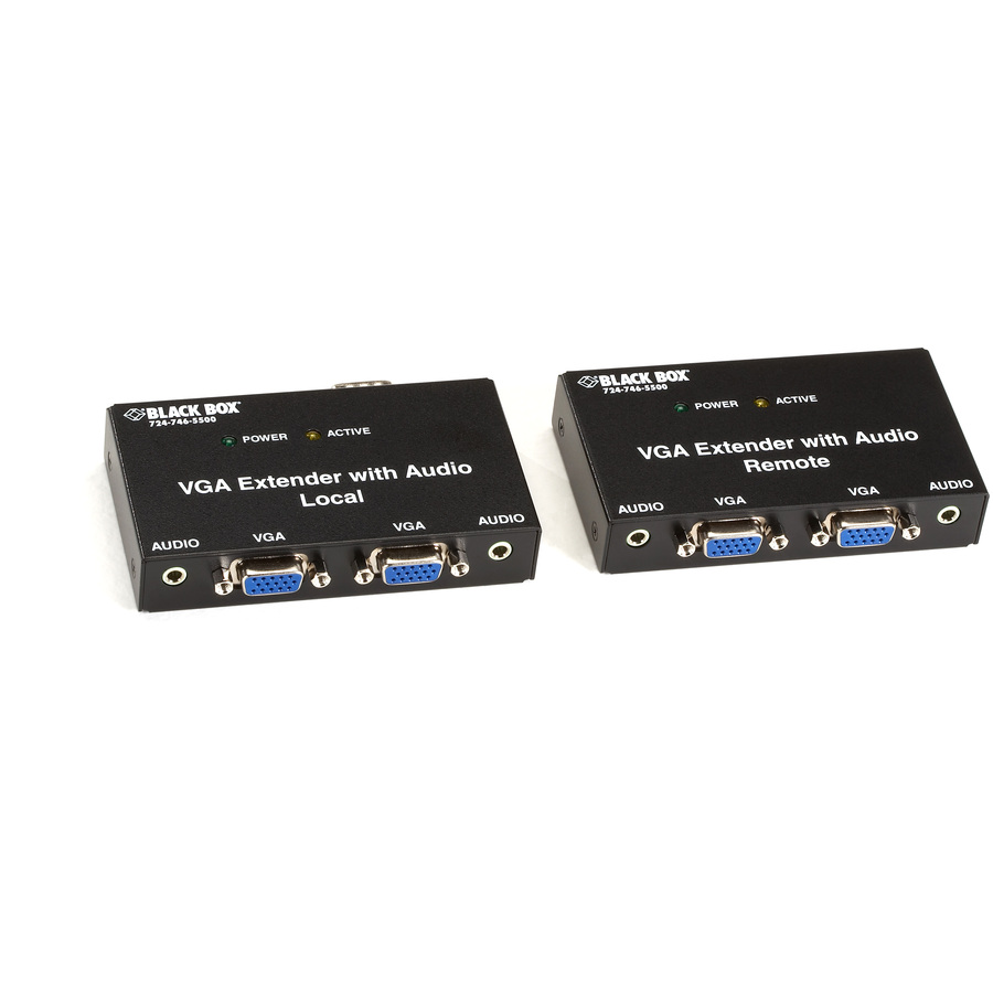 Black Box VGA Extender Kit with Audio, 2-Port Local, 2-Port Remote