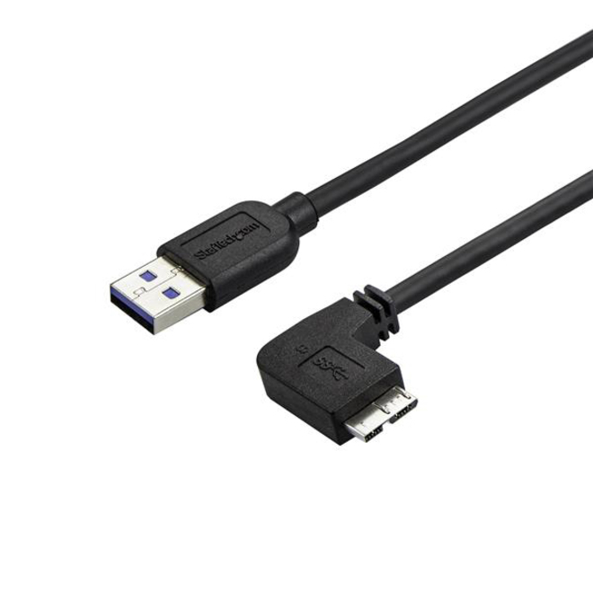 StarTech 1m 3 ft Slim Micro USB 3.0 (5Gbps) Cable - M/M - USB 3.0 A to Right-Angle Micro USB - USB 3.2 Gen 1