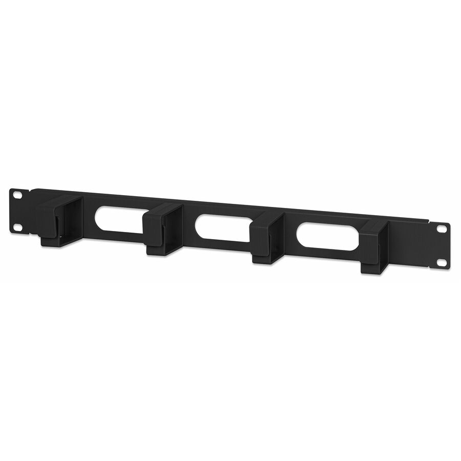 19" Cable Management Panel, 1U, 4 short plastic rings, Black