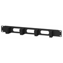 19" Cable Management Panel, 1U, 4 short plastic rings, Black