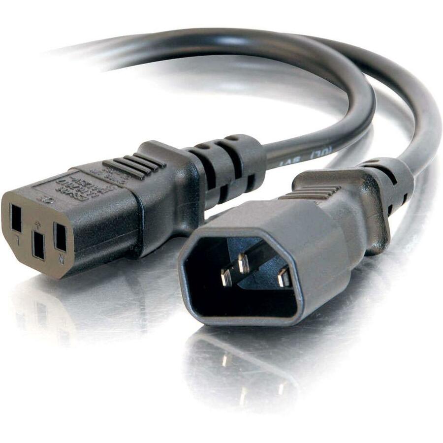 C2G 2ft 16 AWG 250 Volt Computer Power Extension Cord (IEC320C14 to IEC320C13) - For Computer, Printer, Monitor, Scanner - 250 V AC / 13 A - Black - 2 ft Cord Length - IEC 60320 C14 / IEC 60320 C13