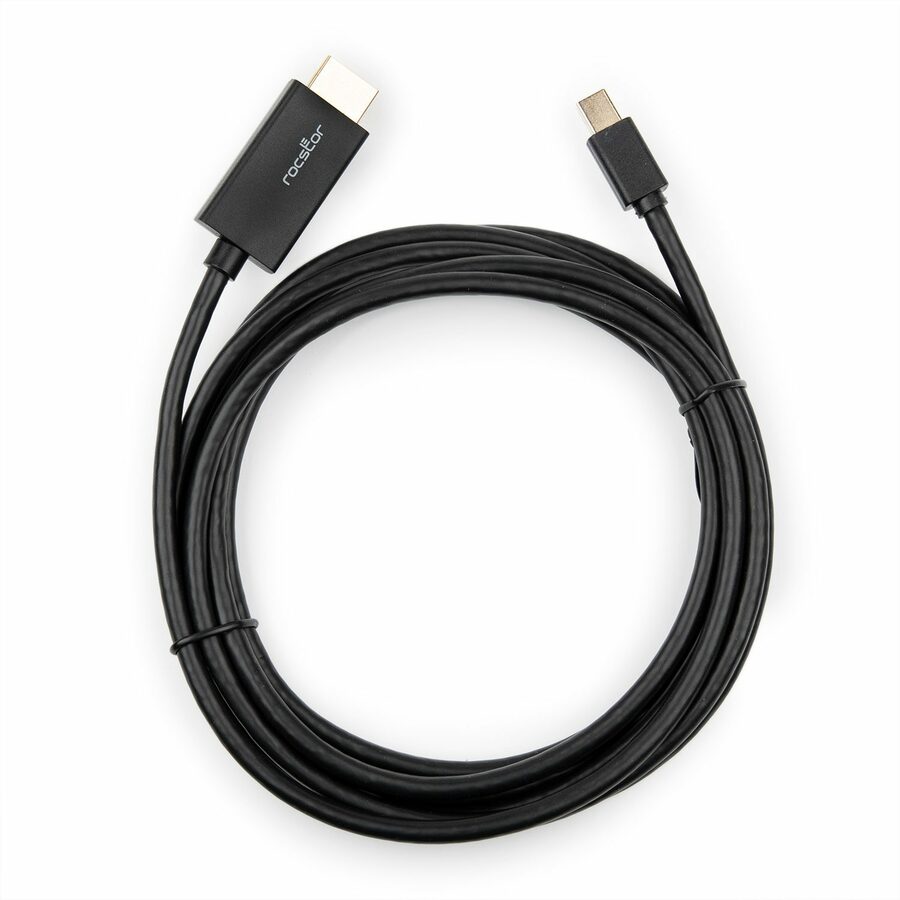 Rocstor Premium Mini DisplayPort to HDMI cable - 10 ft (3m) - 4K/2K - DisplayPort to HDMI Cable - For MacBook, Macbook Pro, Macbook Air, Mac Mini, Ultrabook, Projector, Desktop Computer - 10 ft - 1 Pack - 1 x Mini DisplayPort Male - 1 x HDMI Male - Gold Plated Connectors - 4Kx2K@30Hz - Black CABLE MDP TO HDMI CABLE- 4K