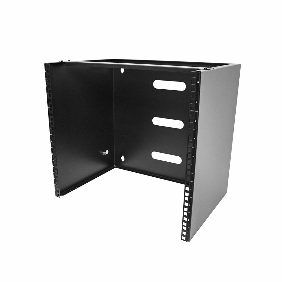 StarTech.com 10U Wall Mount Rack, 14in Deep, 19 inch Wall Mount Network Rack, Wall Mounting Patch Panel Bracket for Switch/IT Equipment - 10U Wall Mount rack for networking equipment - 19in wallmount patch panel bracket - Mount depth 14in - 77lb Capacity - Incl hardware for wall mounting (mount holes 16in apart) and equipment install - Durable cold rolled steel - Lifetime Warranty