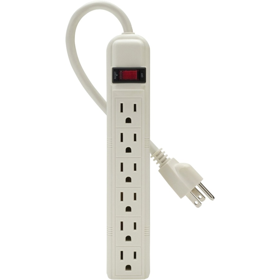 Belkin 6-Outlet Power Strip - 3ft Cord - Straight Plug - On-Off Switch - White - 6 - 3 ft Cord - 24 A Current - 125 V AC Voltage