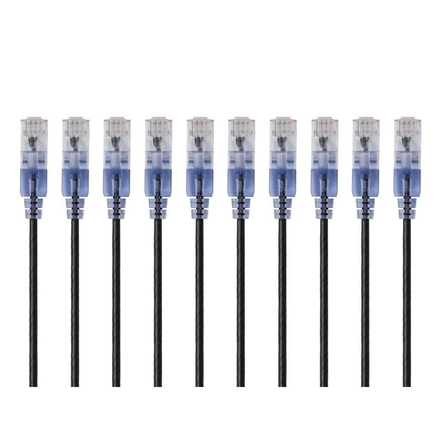 Monoprice 10-Pack, SlimRun Cat6A Ethernet Network Patch Cable, 1ft Black
