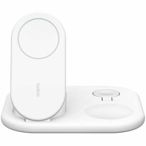 Belkin BoostCharge 3-in-1 Magnetic Foldable Wireless Charger with Qi2 15W - For Qi2-enabled Device, iPhone, Smartwatch, AirPod - Input connectors: USB - Magnetic, Foldable, LED Indicator, Compact, Anti-slip Ring, Fast Charging, Overcharge Protection