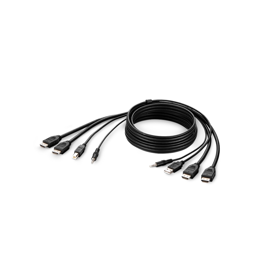 Belkin Dual HDMI High Retention + USB A/B + Audio Passive Combo KVM Cable