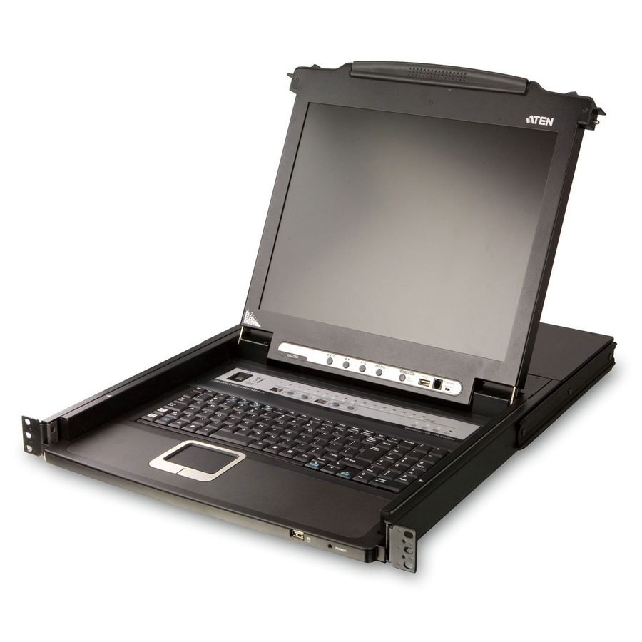 Aten Slideaway CL5708 17" LCD Console 8-Port Combo KVM with Peripheral Sharing Technology-TAA Compliant