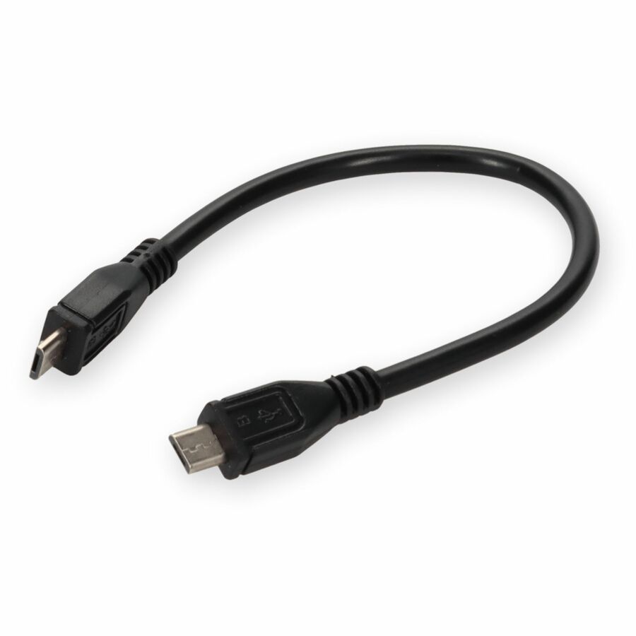 AddOn 1ft Micro-USB B 2.0 Male to USB A 2.0 Male Black Cable