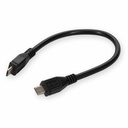AddOn 1ft Micro-USB B 2.0 Male to USB A 2.0 Male Black Cable