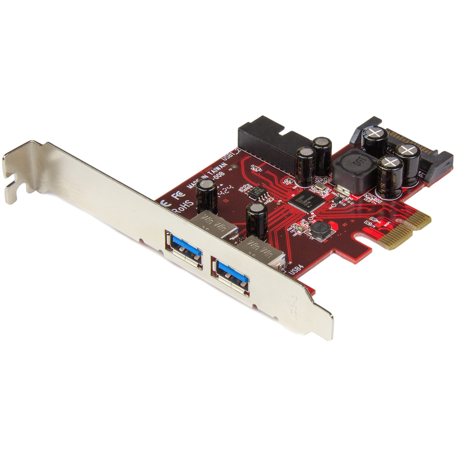 StarTech 4 Port PCI Express USB 3.0 Card, 5Gbps, 2 External & 2 Internal (IDC), SATA Power, TAA