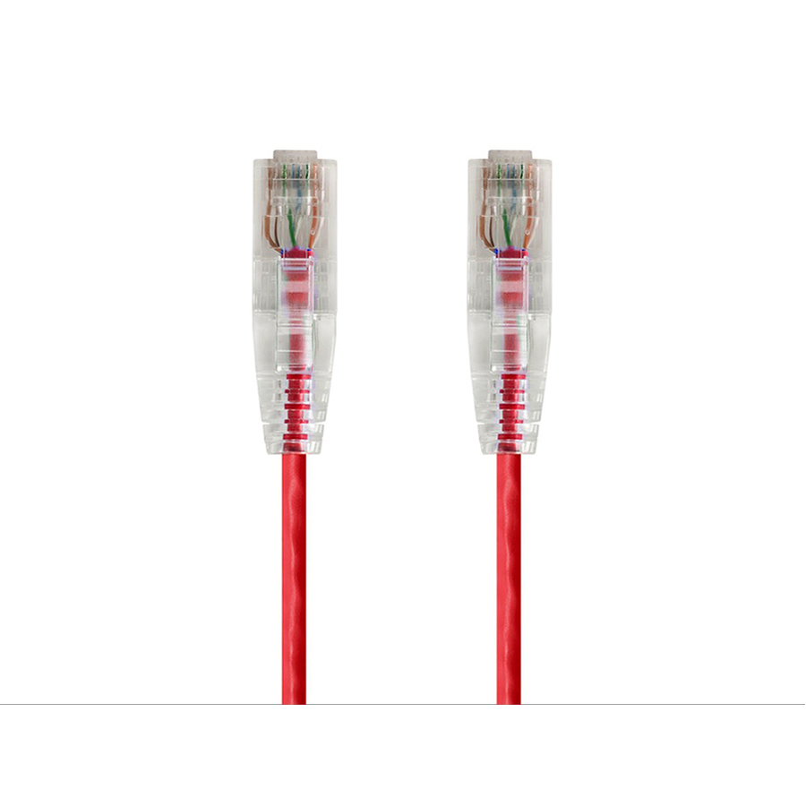 Monoprice SlimRun Cat6 28AWG UTP Ethernet Network Cable, 7ft Red