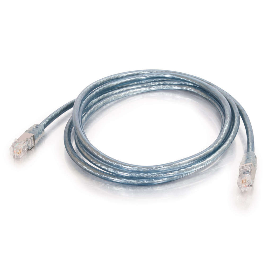 C2G 50ft High Speed Internet Modem Cable - Phone Cable - Transparent Blue - M/M - RJ-11 Male Network - RJ-11 Male Network - 50ft - Transparent Blue