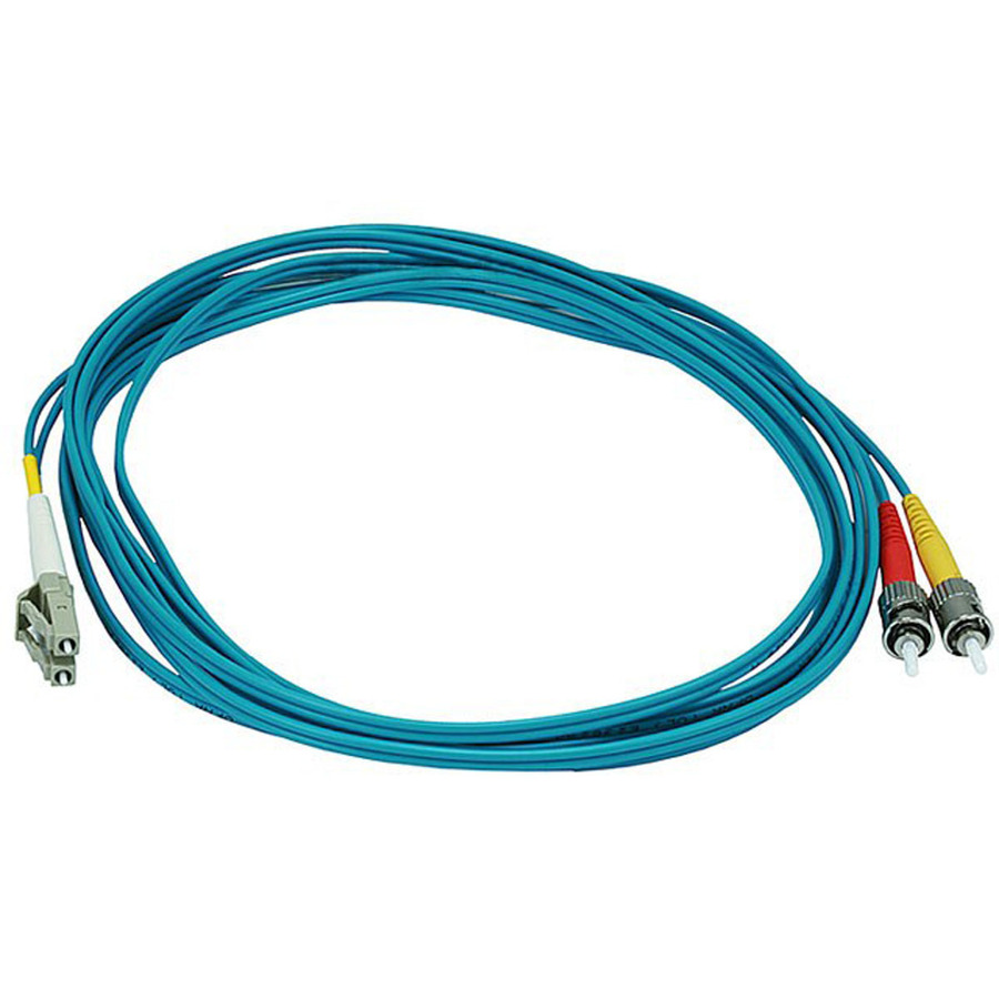 Monoprice 10Gb Fiber Optic Cable, LC/ST, Multi Mode, Duplex - 3 Meter (50/125 Type) - Aqua