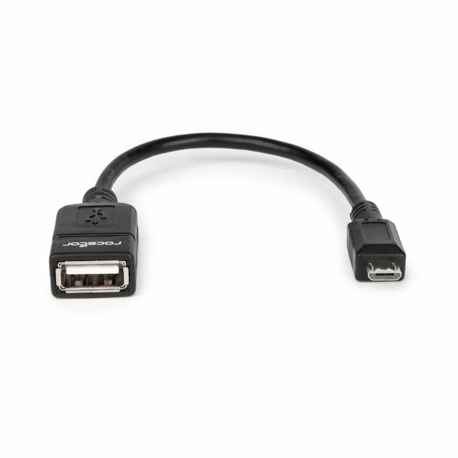 Rocstor Premier Micro USB to USB OTG Host Adapter M/F - 6in - USB Adapter for Tablet PC, Mouse, Cellular Phone , Keyboard, Digital Text Reader - 6" - 1 Pack - 1 x Micro USB Type B Male - 1 x USB Type A Female - Nickel-plated Connectors - Black