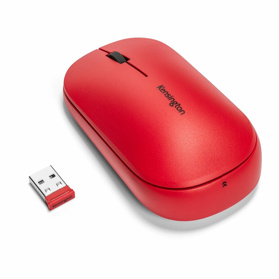Kensington SureTrack Dual Wireless Mouse - Optical - Wireless - Bluetooth/Radio Frequency - 2.40 GHz - Red - USB 2.0 - 4000 dpi - Scroll Wheel - 3 Button(s) - Symmetrical - 1 - TAA Compliant