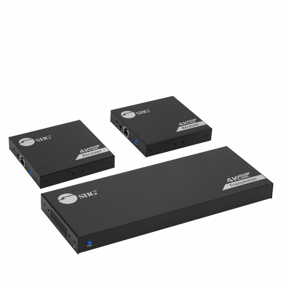 SIIG 1x2 4K60Hz HDMI Splitter Over Cat6 Extender with Loopout/IR/ARC & RS-232 - Up to 230ft (70m) - Near Zero Latency