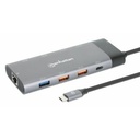 USB-C Dock/Hub, Ports (x10): Ethernet, HDMI (x2 8k), USB-A (x5) and USB-C (x2), With Power Delivery (100W) to USB-C Port (Note additional USB-C wall charger and USB-C cable needed), USB 3.2 Gen 2, All Ports can be used at the same time, Universal