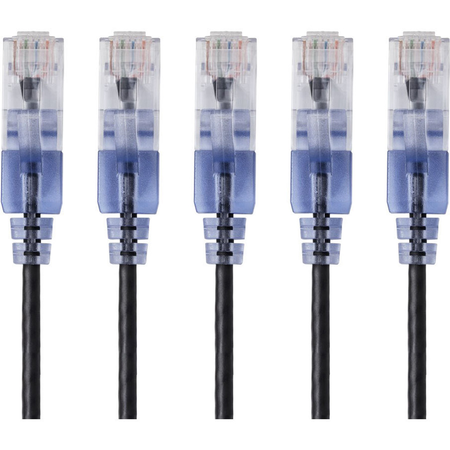 Monoprice 5-Pack, SlimRun Cat6A Ethernet Network Patch Cable, 14ft Black