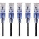 Monoprice 5-Pack, SlimRun Cat6A Ethernet Network Patch Cable, 14ft Black