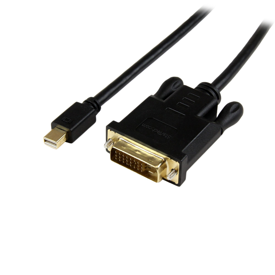 StarTech.com 6ft Mini DisplayPort to DVI Cable, Active Mini DP to DVI-D Adapter/Converter Cable, 1080p Video, mDP to DVI Monitor/Display - 6ft Mini DP 1.2 to DVI-D single-link adapter cable; 1080p 60Hz; HBR2; EDID - Active Mini DisplayPort to DVI cable converter connects mDP/mDP++ source to DVI monitor - Video adapter cable prevents signal loss - Works w/Thunderbolt 1/2 - OS independent