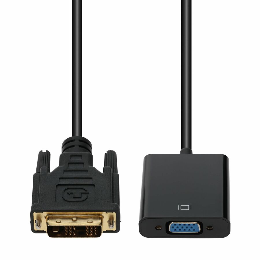 AddOn 8in DVI-D Single Link-18+1 pin (Male) to VGA (Female) Black Active Adapter, 1080P 60Hz