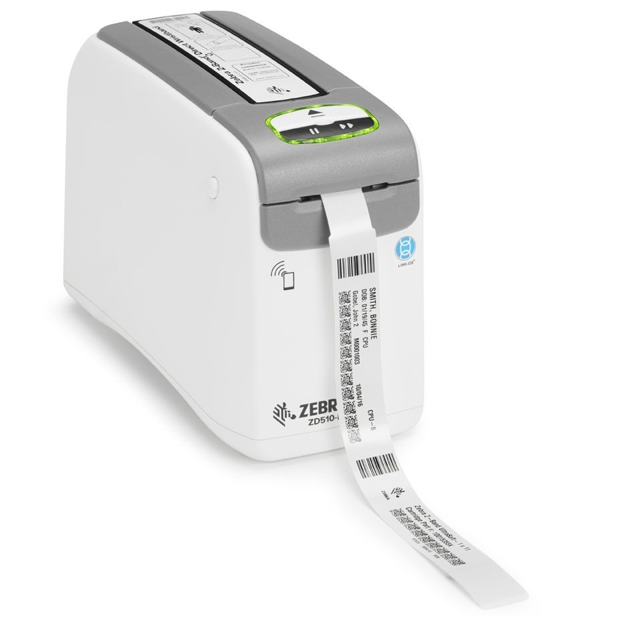 Zebra ZD510-HC Direct Thermal Printer - Monochrome - Portable - Wristband Print - USB - Bluetooth - Wireless LAN