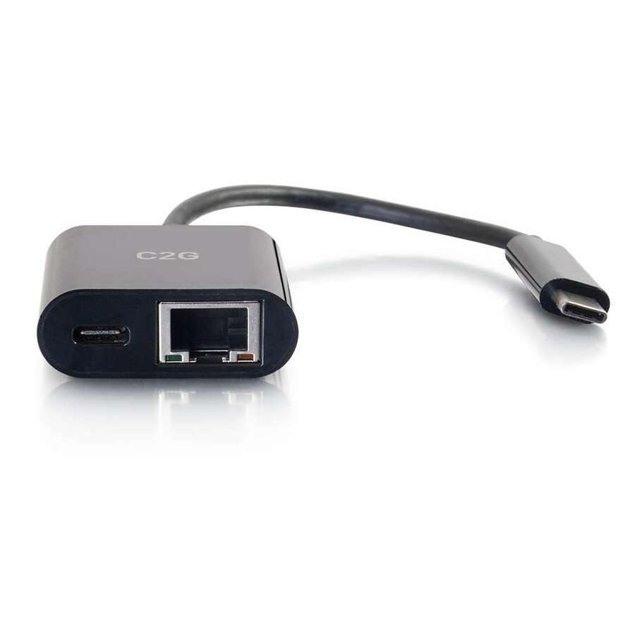 C2G USB C to Ethernet Multiport Adapter - Up to 60W PD - USB Type-C - Black