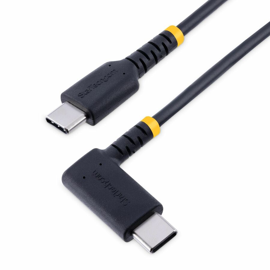 StarTech 6in (15cm) USB-C Fast Charging Cable, Rugged, Right-Angled, Charge & Sync, 60W (3A) PD, USB 2.0, TPE Jacket and Aramid Fiber