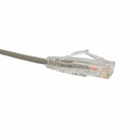 Unirise Clearfit Slim Cat6 Patch Cable, Snagless, Gray, 3ft