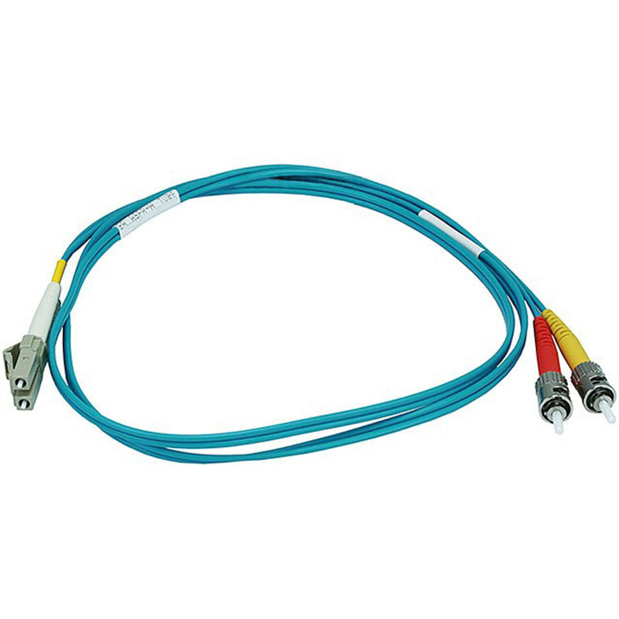 Monoprice 10Gb Fiber Optic Cable, LC/ST, Multi Mode, Duplex - 1 Meter (50/125 Type) - Aqua