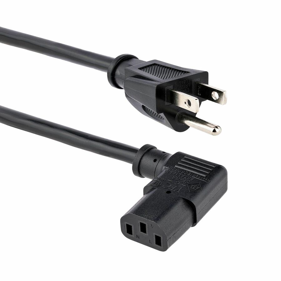 StarTech 10ft (3m) Computer Power Cord, NEMA 5-15P to Right Angle C13, 10A 125V, 18AWG, Replacement AC Power Cord, Monitor Power Cable