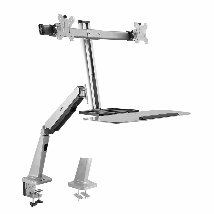 Rocstor ErgoCenter Desk Mount for Monitor, Mouse, Keyboard - Silver - TAA Compliant