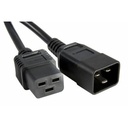 ENET C19 to C20 2ft Black Power Cord Extension 250V 14 AWG 15A NEMA IEC-320 C19 to IEC-320 C20 Black 2'