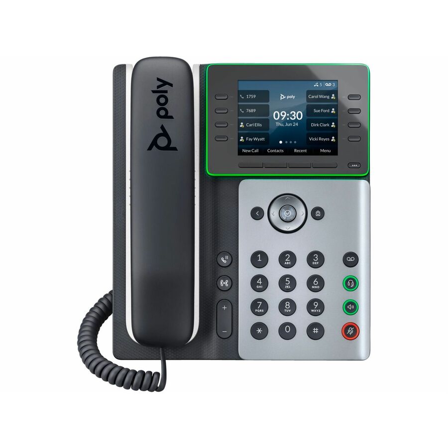 Poly Edge E300 IP Phone - Corded - Corded - Desktop - Black - TAA Compliant