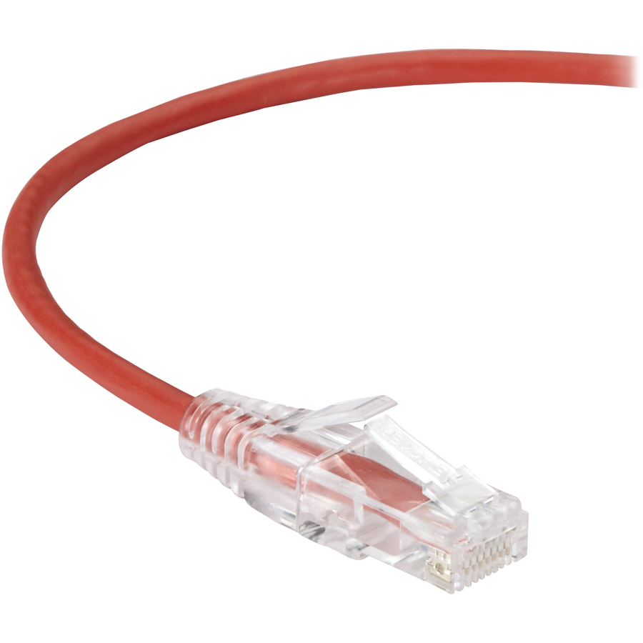 Black Box Slim-Net Cat.6a UTP Patch Network Cable - 5 ft Category 6a Network Cable for Patch Panel, Wallplate, Network Device - First End: 1 x RJ-45 Network - Male - Second End: 1 x RJ-45 Network - Male - 10 Gbit/s - Patch Cable - Gold Plated Contact - CM - 28 AWG - Red
