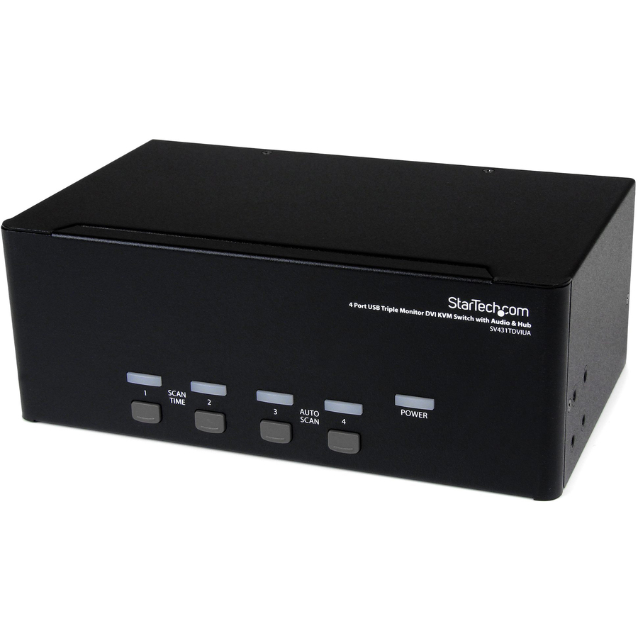 StarTech 4 Port Triple Monitor DVI USB KVM Switch with Audio & USB 2.0 Hub