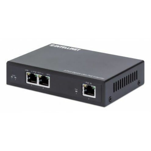 Intellinet 2-Port Gigabit Ultra PoE Extender, Adds up to 100 m (328 ft.) to PoE Range, PoE Power Budget 60 W, Two PSE Ports with 30 W Output Each, IEEE 802.3bt/at/af Compliant, Metal Housing